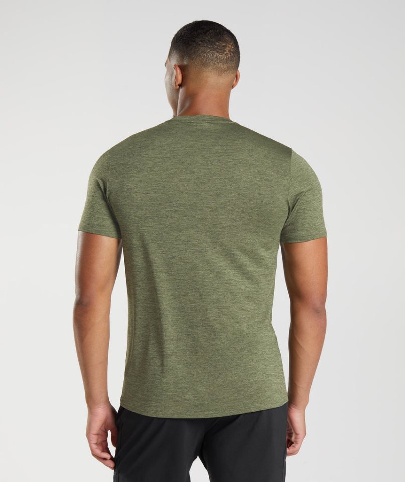 Men's Gymshark Arrival Marl T-Shirts Olive | CA 18035D